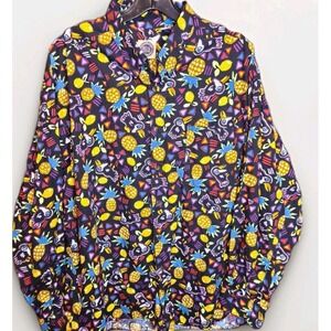 Saks Fifth Avenue Colorful Tropical Pineapple Animal‎ Print Long Sleeve Women XL